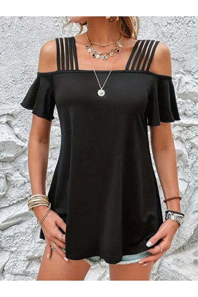 ALPACO Γυναικεία κοντομάνικη μπλούζα με πέντε λουράκια από βισκόζη -ΣΥΛΛΟΓΗ