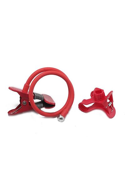 MaffStuff Flexible Metal Phone Holder MaffStuff®, Long Arm and 360° Rotating Clip, Red