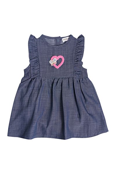 Miny Center Baby Girl Dress with Ruffled Sleeves and Heart Pattern