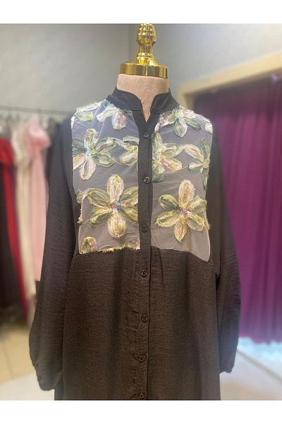 Trade Bazaar Natural Texture Oversize Floral Pattern Dress – Summer Comfortable Fit, Stylish and Spacious Design