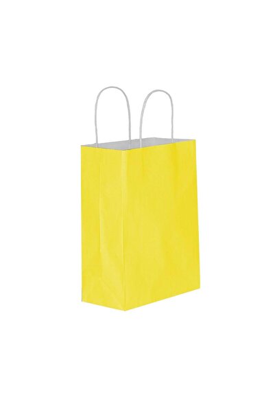 GİZPAK Kraft Burgu Saplı Çanta Sarı 25x31x12 cm 25 Adet