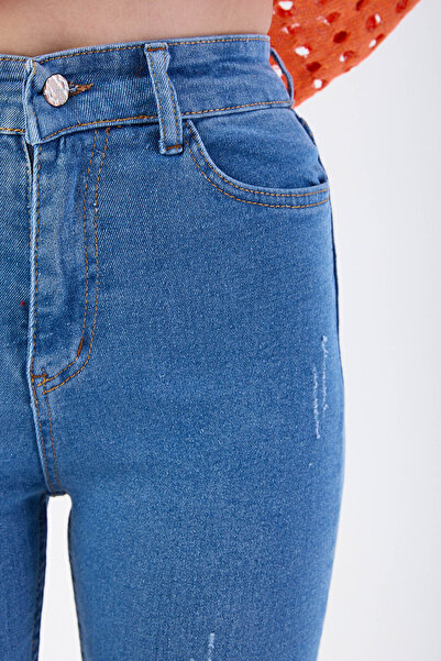 TOFİSA Βαμβακερό Flare Lycra Jeans Σκούρο Μπλε - 23661