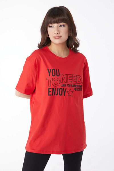 TOFİSA Printed T-Shirt Red - 25175