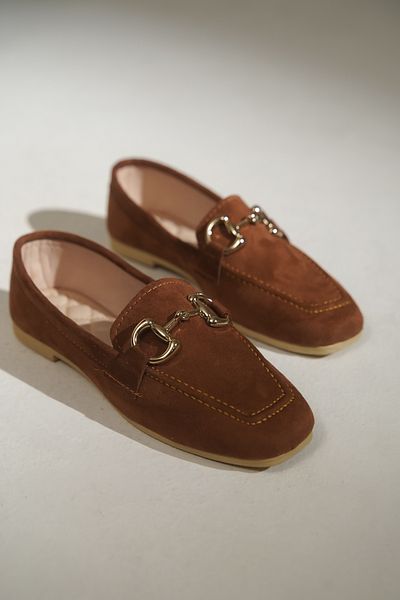 lovitto Buckle Detail Women's Suede Tan Loafer