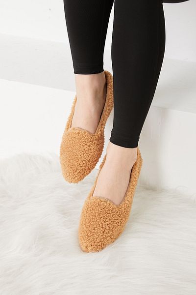 TOFİSA Women's Mink Plush Ballerinas - 26653