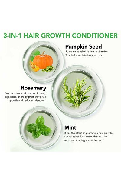 NOVA KISS 3 in 1 Hair Conditioner with Rosemary, Mint, Pumpkin Oil for Hair Growth, 300 ml