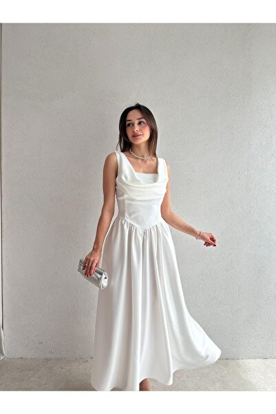 Mooi Butik HİPATİA Максі сукня 5090 - Біла