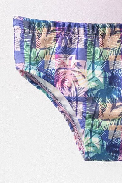 Banamio Zephyr Palm Patterned Strappy Girl's Swimsuit Bikini Set