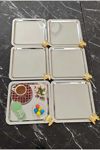 tafce Set of 6 Coffee and Multi-Purpose Presentation Tray Coffee, Cake Serving Tray