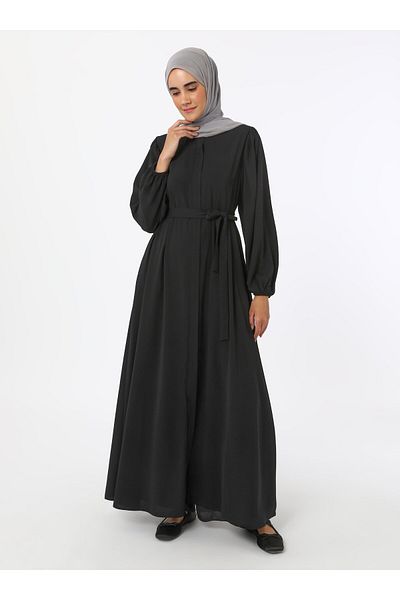Refka Medina Silk Ferace με Λεπτομέρεια Δεσίματος - Μαύρο - Refka