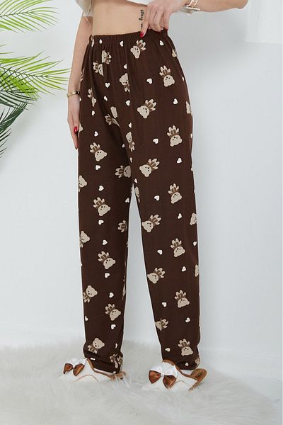 TOFİSA Patterned Pajama Bottom Brown - 26666