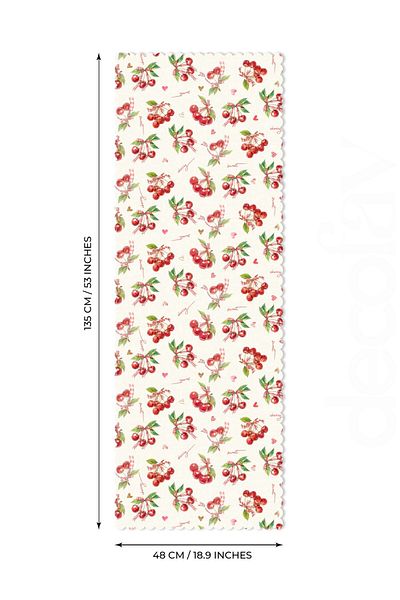 decofav Watercolor Watercolor Cherries and Texts Laser Cut Seamless Laser Cut Runner - 48X135Cm
