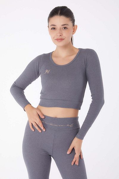 TOFİSA Blouse Leggings Double Set Anthracite - 26121