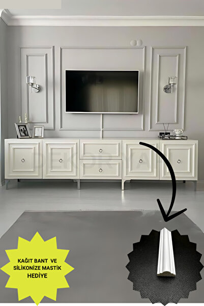 DİECOR Boyanabilir Dekoratif Hazır Kesimli Duvar Çıtası TV Ünitesi Kolay kurulum