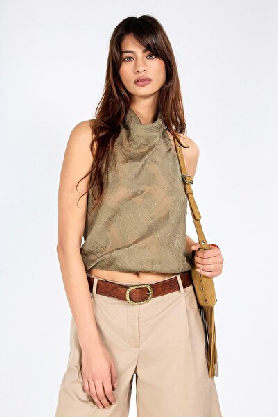 boneqa barcelona Halter Yaka Jakarlı Top