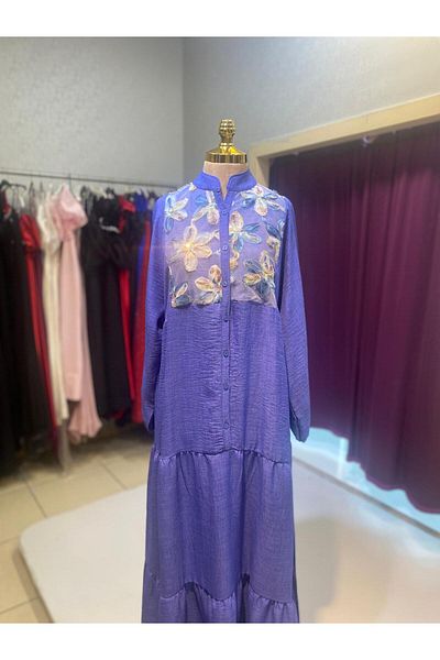 Trade Bazaar Natural Texture Oversize Floral Pattern Dress – Summer Comfortable Fit, Stylish and Spacious Design