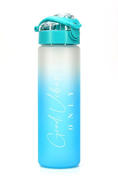 Telvesse Water Flask Tritan Wide Mouth Water Bottle Gradient Type Sports Flask Waterer Bpa-Free 630ml Turquoise 0111