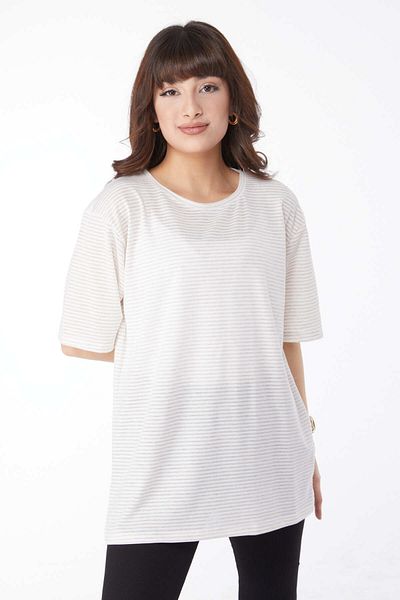 TOFİSA Striped T-Short Beige - 25119