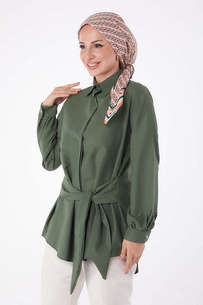 TOFİSA Lace Detailed Tunic Khaki - 13250