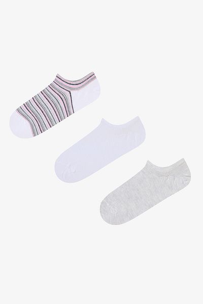 Penti 3 Paar nahtlose Sneaker-Socken aus Baumwolle mit gestreifter Zehenpartie