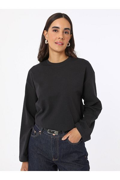 Benin Tricou tricotat oversize din bumbac - negru - Benin