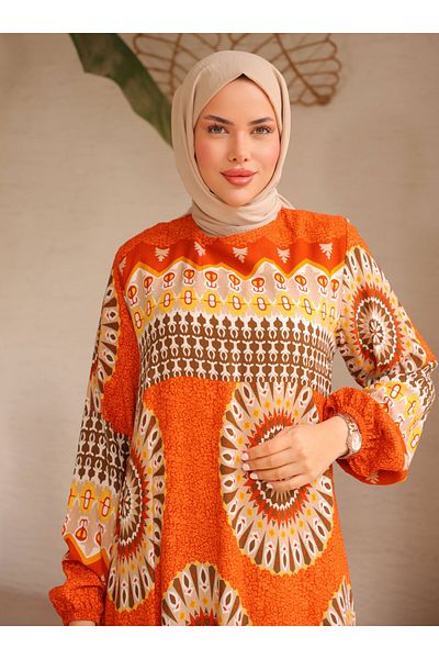 SAHRA BUTİK Hijab Dress - Orange - Sahra Butik