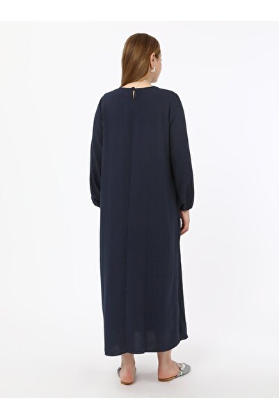 ALİA Büyük Beden Kolları Lastikli Basic Aerobin Elbise - Lacivert - Alia