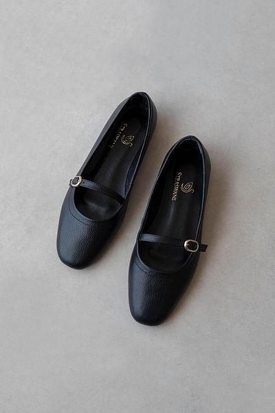 STRASWANS Wigins Women's Genuine Leather Ballerinas Black