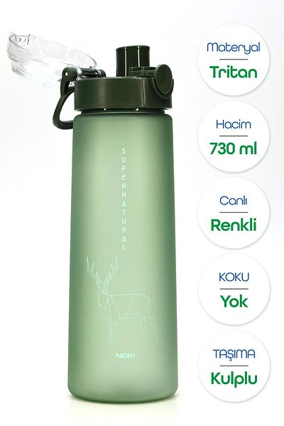 Telvesse Water Flask Tritan Wide Mouth Water Bottle Luxury Sports Flask Waterer Bpa-Free 730 ml Green 0110