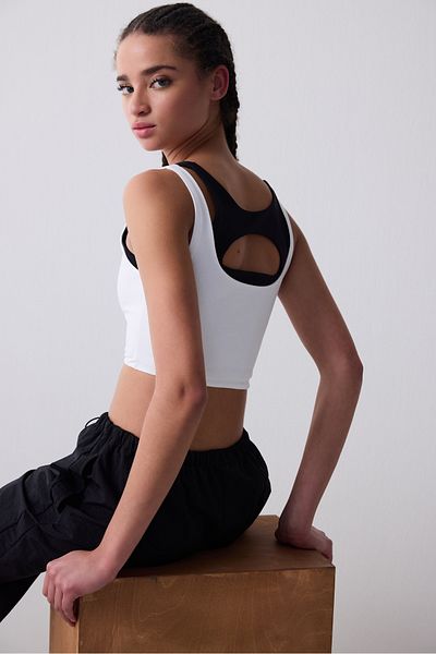 Penti Sporty Square Neck Off-White Top