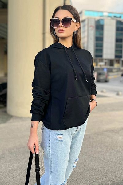 TOFİSA Sweat cu glugă negru - 23003