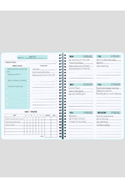 OEM Agenda planificator cu spirala, pentru organizare, cu habit tracker si to do list, albastru, A5