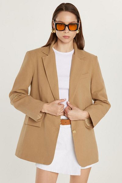 Tudors Дамско яке Slim Fit Slim Cut с моно яка и джоб, ватирано, бежово