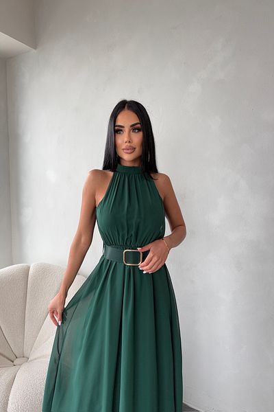 LİLA İSTANBUL Halter Neck Belt Special Design Chiffon Summer Dress