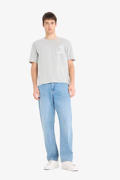 DeFacto Boxy Fit Crew Neck Printed Short Sleeve T-Shirt F5769Ax25Sm