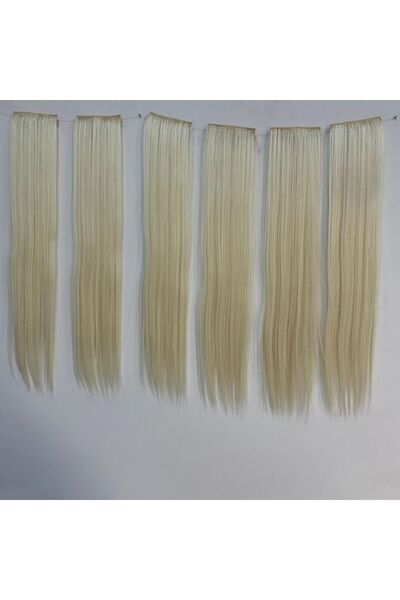 papatya peruk Platinum Straight Long Heat Styleable 6-Piece Snap Set