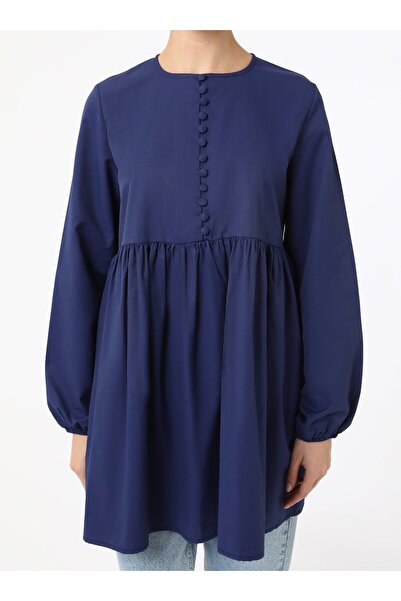 Benin Туніка з підкотами та ґудзиками - Синя - Benin