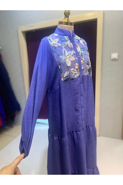 Trade Bazaar Natural Texture Oversize Floral Pattern Dress – Summer Comfortable Fit, Stylish and Spacious Design
