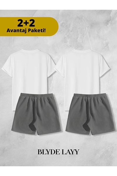 BLYDE LAYY Angel-Demon Printed Unisex 2-Piece Lover Couple Combination (2 Shorts - 2 T-Shirt Set Advantage Package)