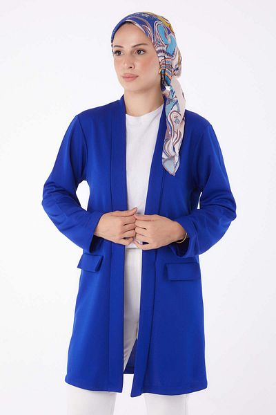 TOFİSA Medium Women's Blue Plain Cardigan - 13260