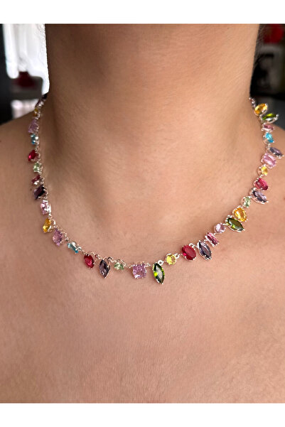 Midellie gema renkli taşlı kolye