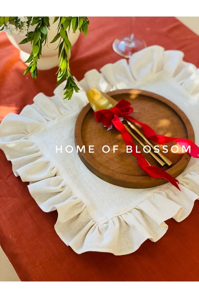 HOME OF BLOSSOM 2Li Cream Raw Linen Frilly American Service