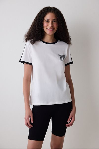 Penti Retro-Kontrast-T-Shirt in Off-White