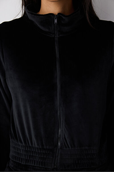 Penti Černá sametová bunda na zip