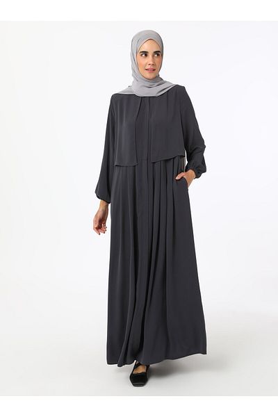 Refka Aller Detailed Medina Silk Ferace - Ανθρακί - Refka