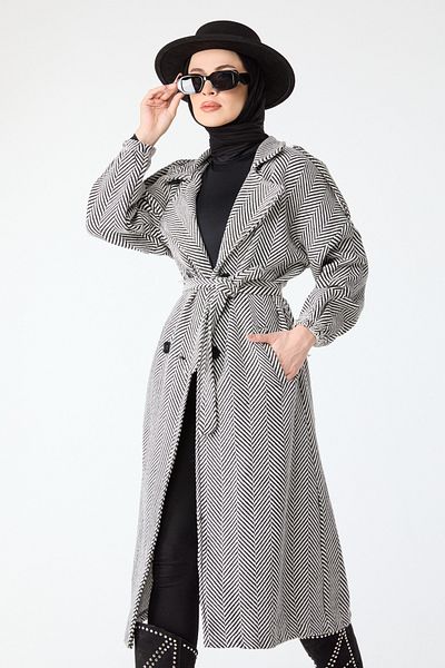 TOFİSA Lace-Up Coat White - 13108