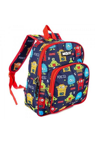 Mesco Mesco Kindergarten Backpack with 2 Compartments, Cute Monster, Blue-Red