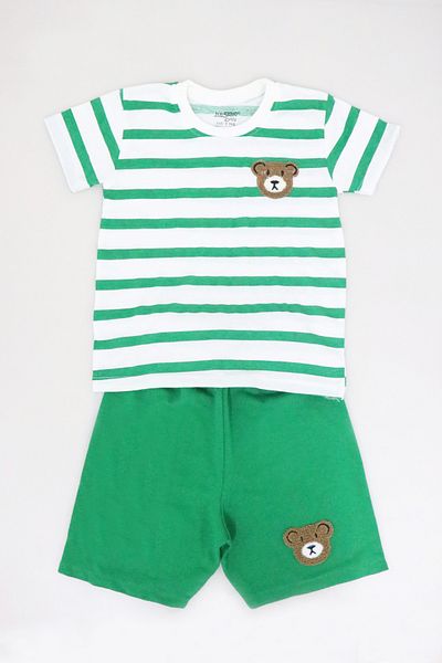 e-çocuk Boy's Striped Teddy Bear Shorts Suit - 1104