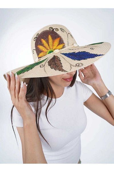 Do Tebe Straw Fedora Hat Summer Trend Painting Special Design