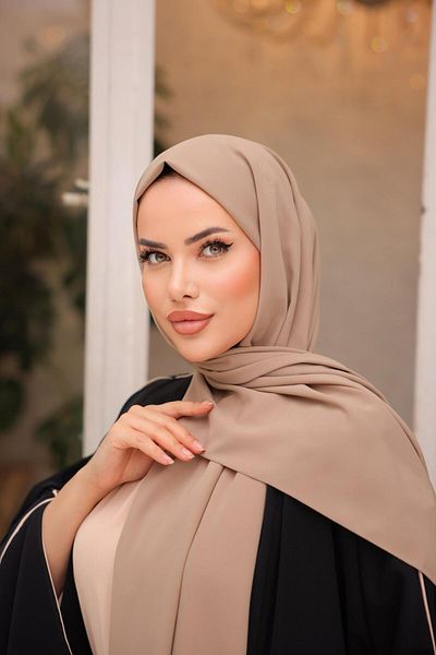 H HİJAB CENTER Light Beige Medina Silk Shawl 5030